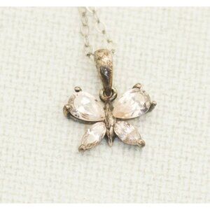 18 Inch, Sterling Butterfly Necklace, Sterling Silver Necklace - R1